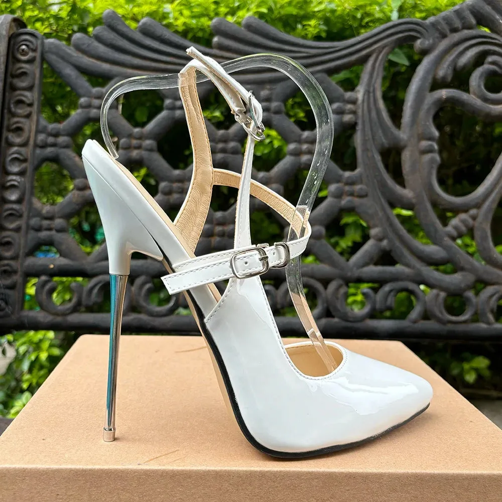Extreme High Heels Pink Sexy 16cm White Pumps