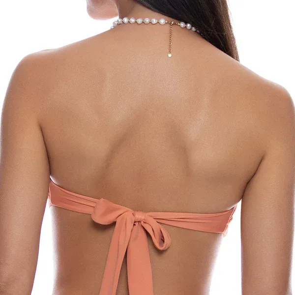 Free Form Bandeau Top & High Leg Brazilian Bottom in Azafran by Lulifama