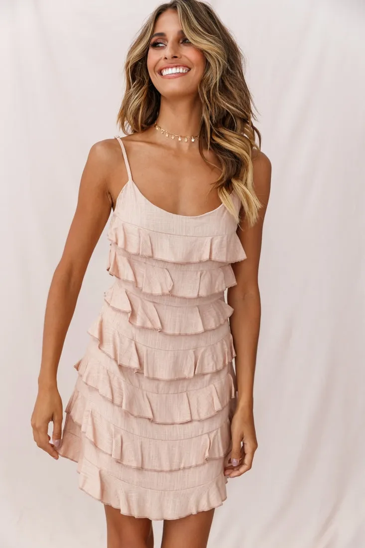 Freya Layered Ruffle Shift Dress Blush