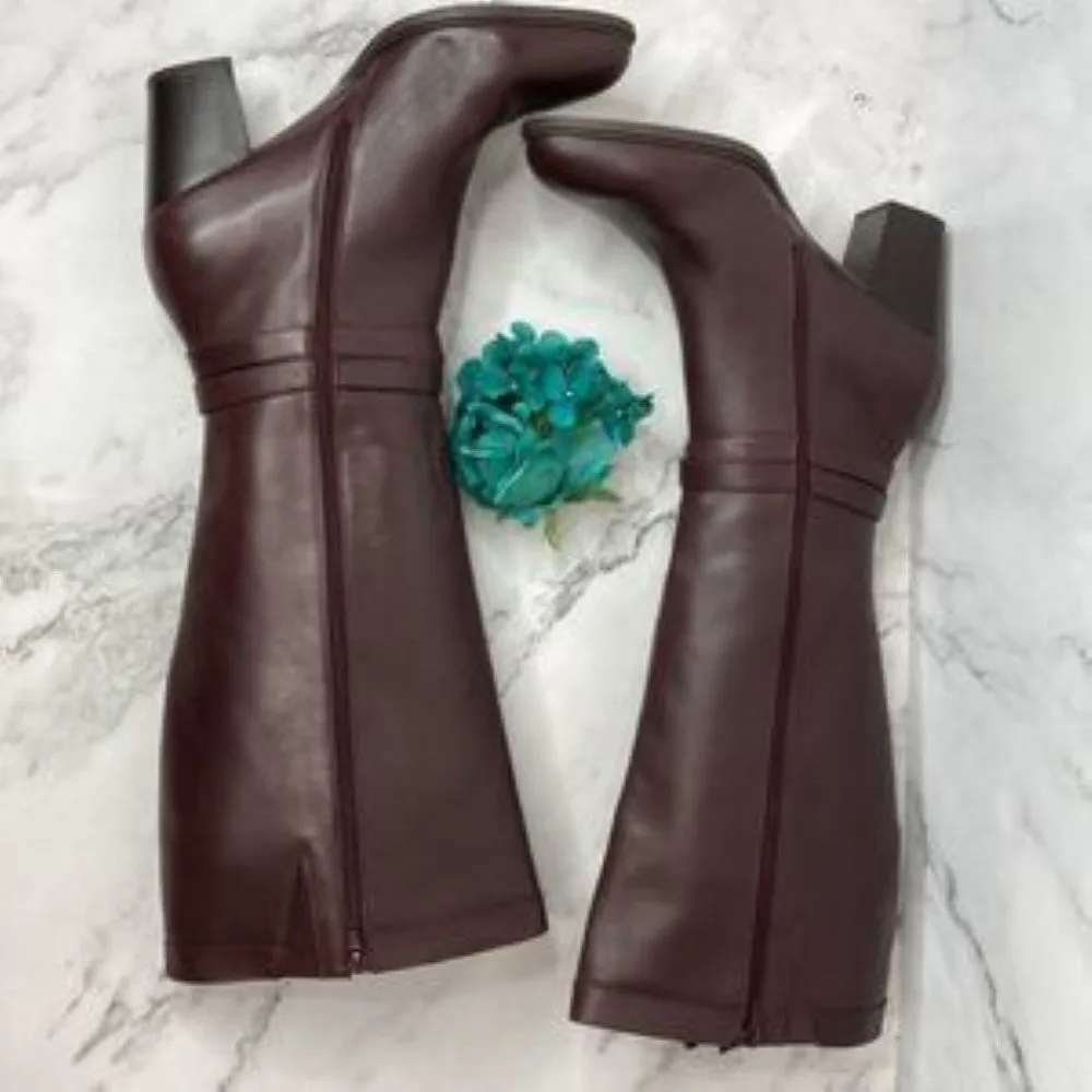 GIANI BERNINI Rozario Oxblood Memory-Foam Wide-Calf Dress Boots 12M-WC