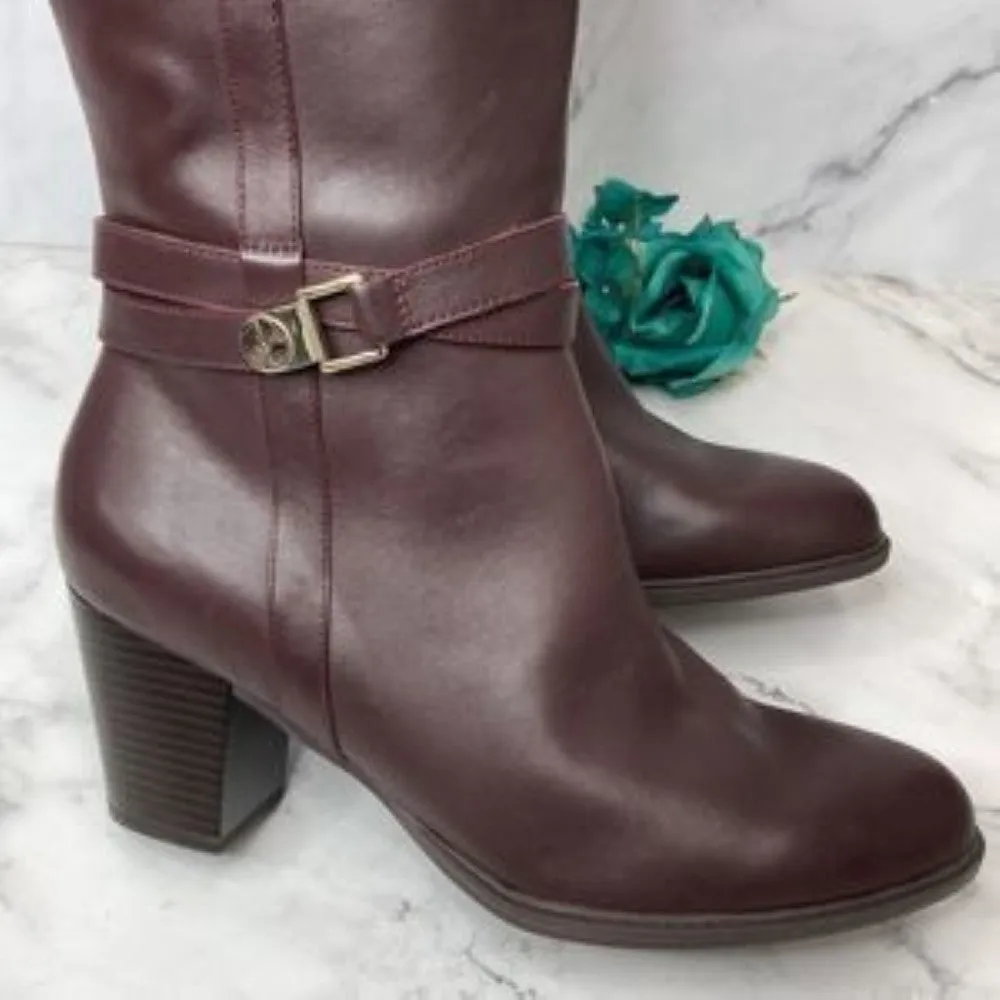 GIANI BERNINI Rozario Oxblood Memory-Foam Wide-Calf Dress Boots 12M-WC