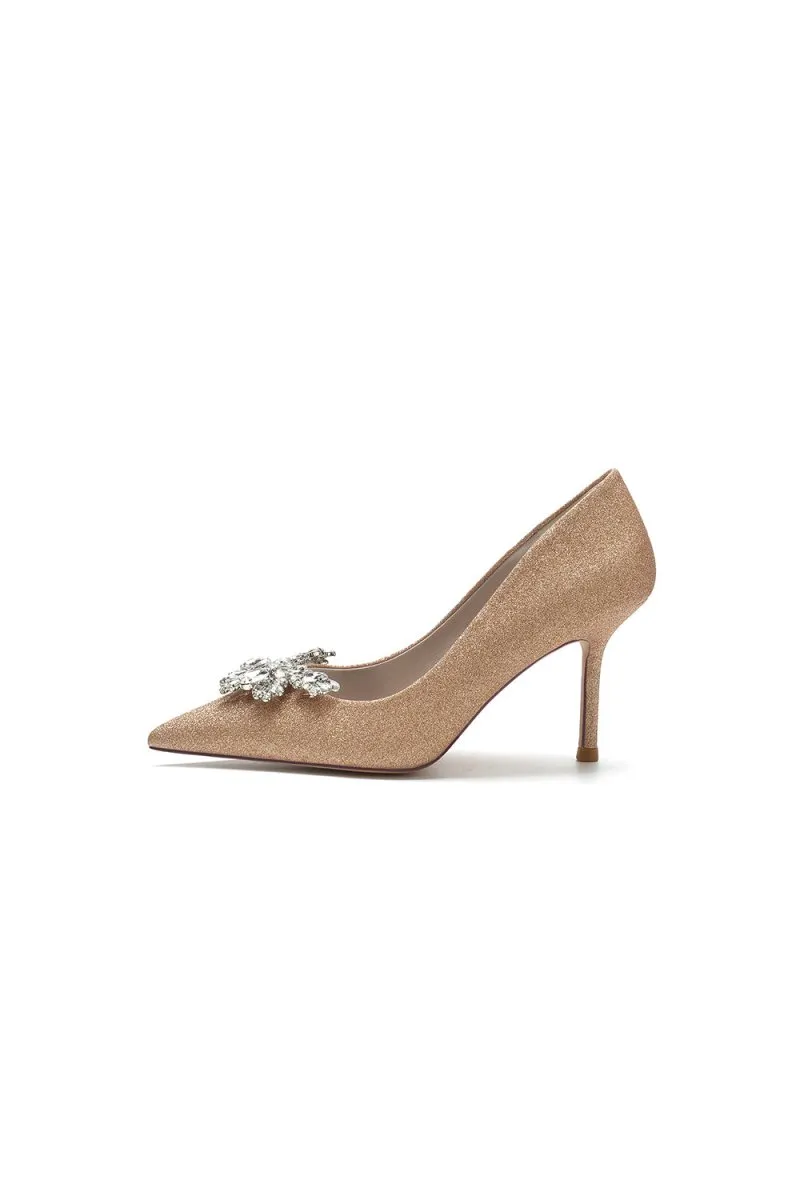 Glitter Pointed Toe Rhinestone Party Shoes