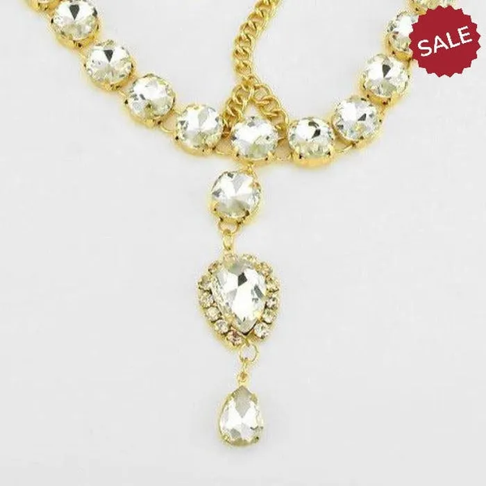 Gold Head Chain Round Teardrop Stones