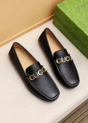 GUCCI || Cara Logo Embellished Textured Calf Leather Loafer For Men - Black
