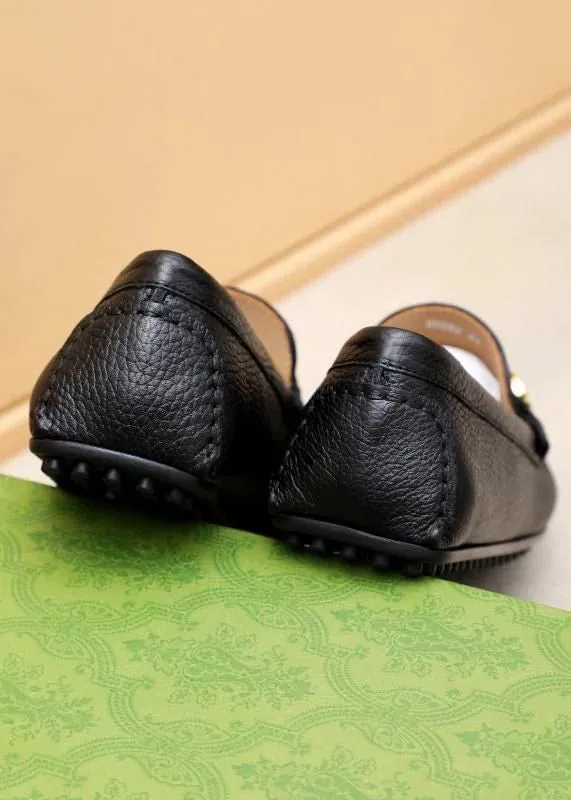GUCCI || Cara Logo Embellished Textured Calf Leather Loafer For Men - Black