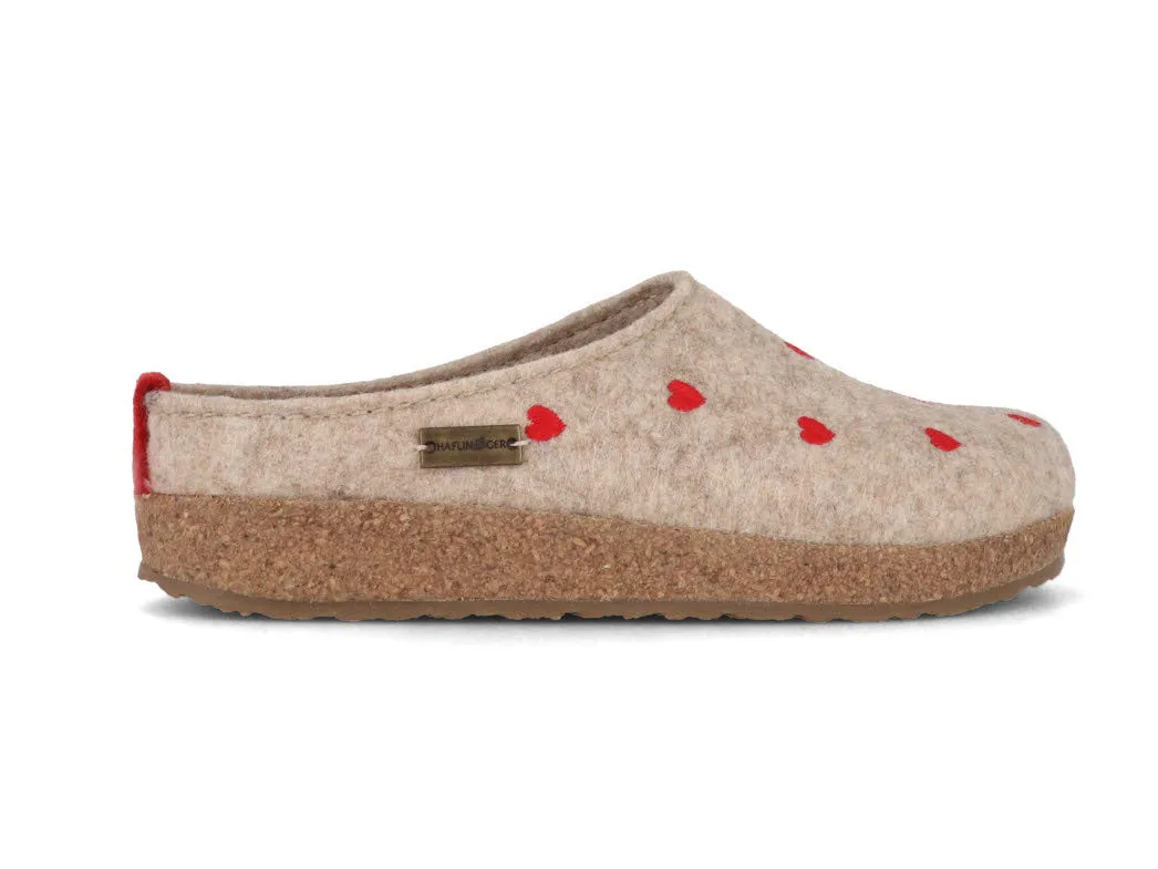 HAFLINGER Women Felt Clogs Grizzly 'Cuoricino', beige