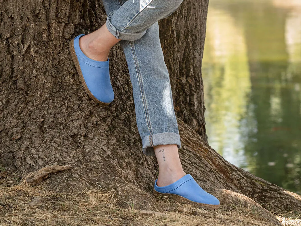 HAFLINGER Women Nubuck Clogs 'Malmö', blue