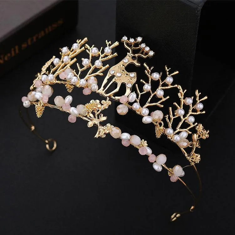 Handmade Rhinestone Fawn Crown Tiara