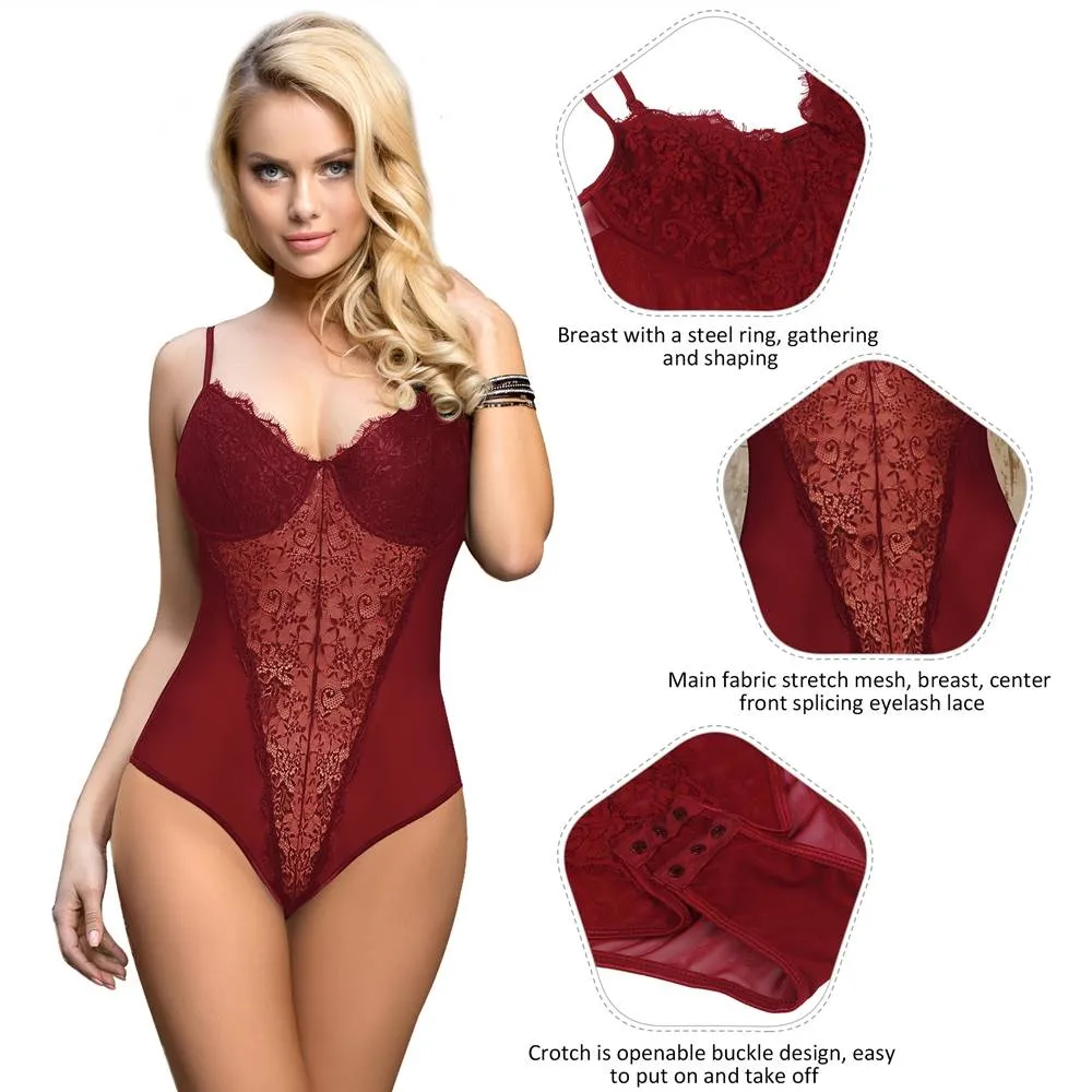 High Quality Lace Splicing Sexy Egypt Teddy With Underwire