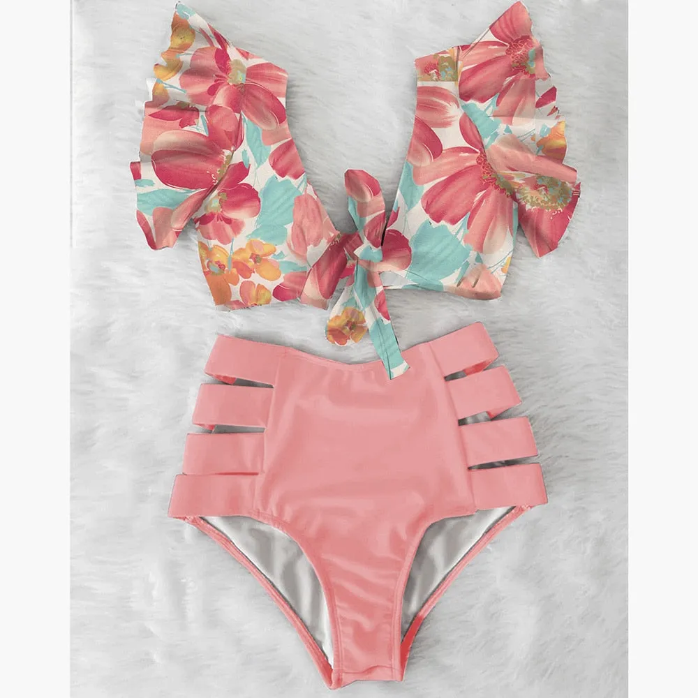 High Waist Ruffled Sexy Bikini Set