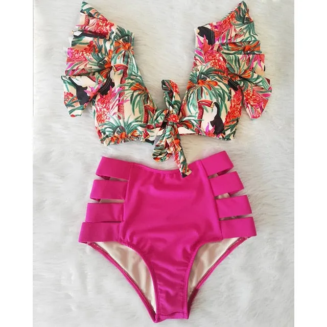 High Waist Ruffled Sexy Bikini Set