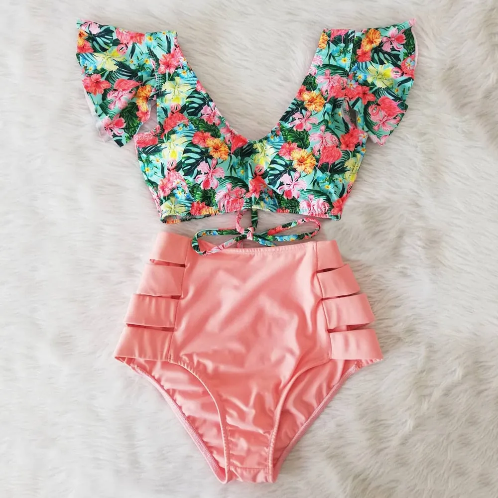 High Waist Ruffled Sexy Bikini Set