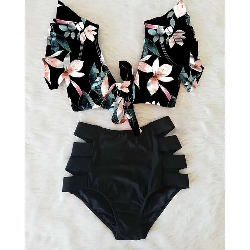 High Waist Ruffled Sexy Bikini Set