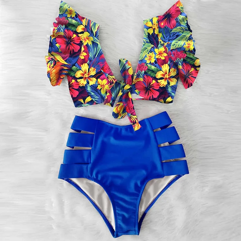 High Waist Ruffled Sexy Bikini Set