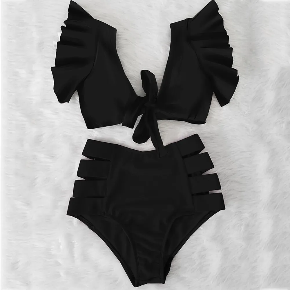 High Waist Ruffled Sexy Bikini Set