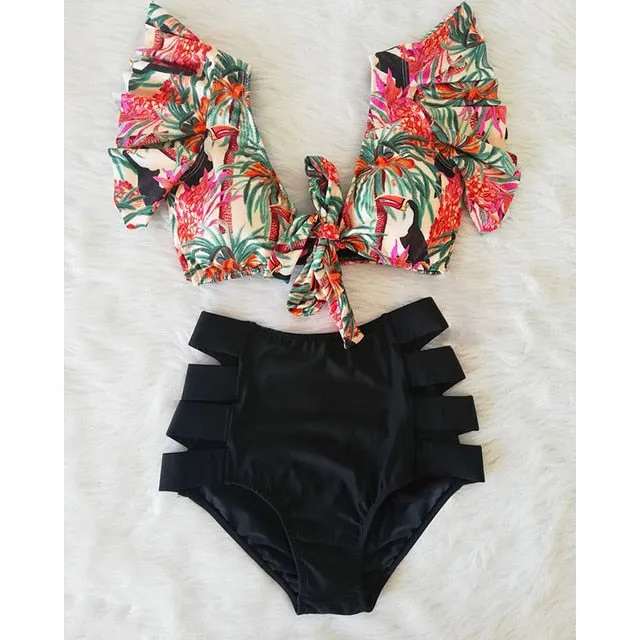 High Waist Ruffled Sexy Bikini Set