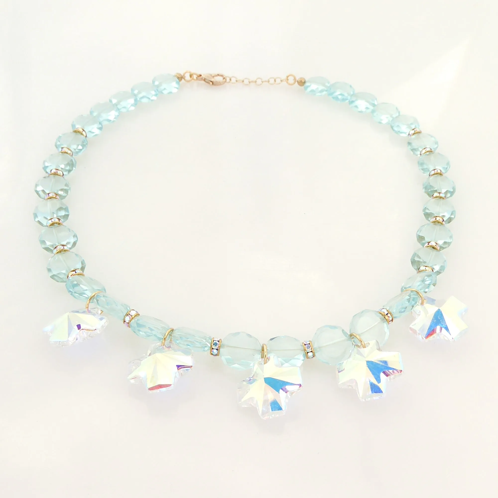 Iridescent crystal cross necklace