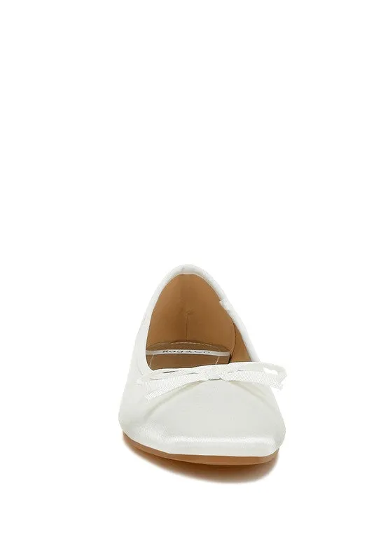 Ivory Satin Ballet Flats