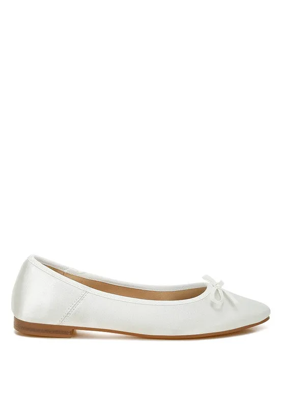 Ivory Satin Ballet Flats