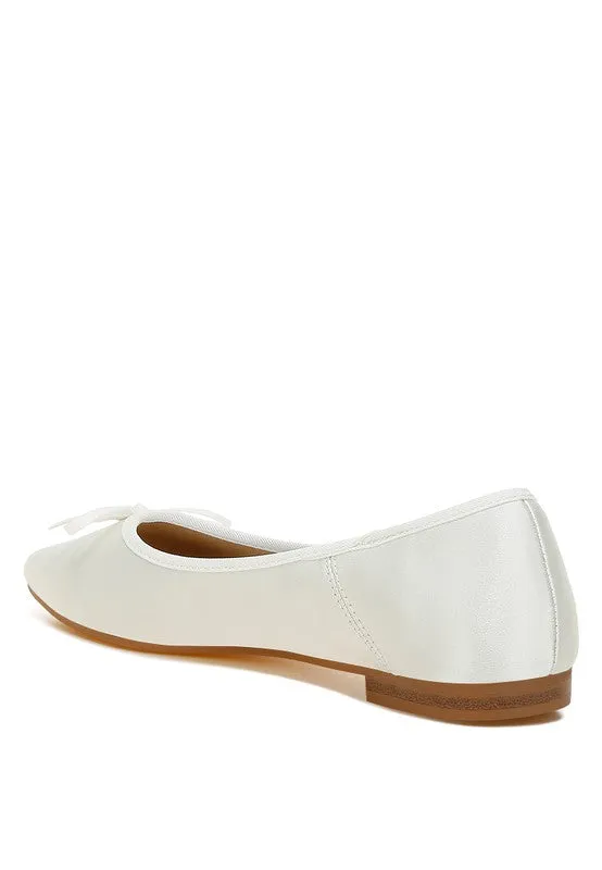 Ivory Satin Ballet Flats