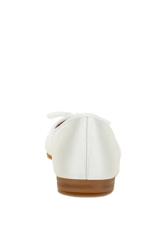 Ivory Satin Ballet Flats