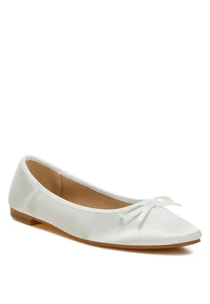 Ivory Satin Ballet Flats