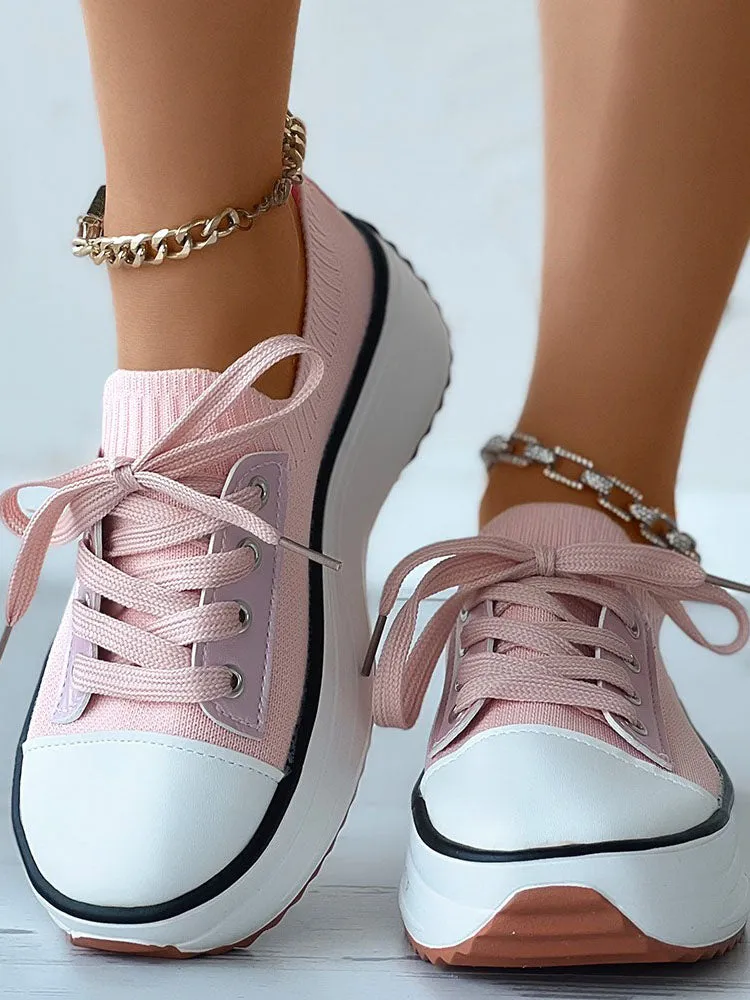 Knit Lace-Up Sneaker