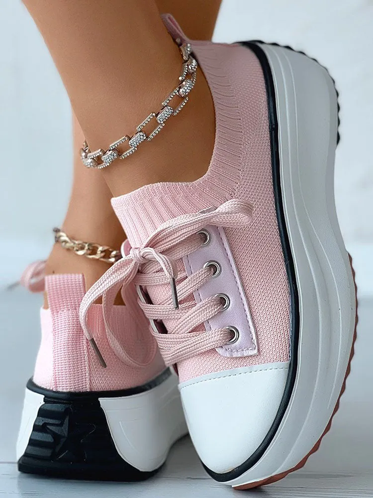 Knit Lace-Up Sneaker