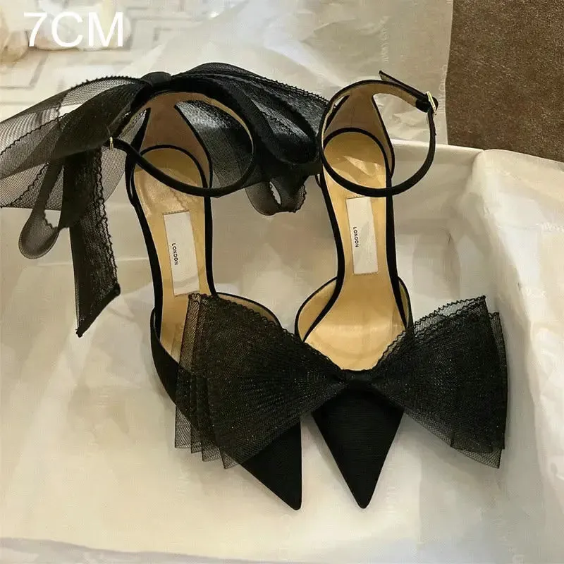 Lace Bow High Heels