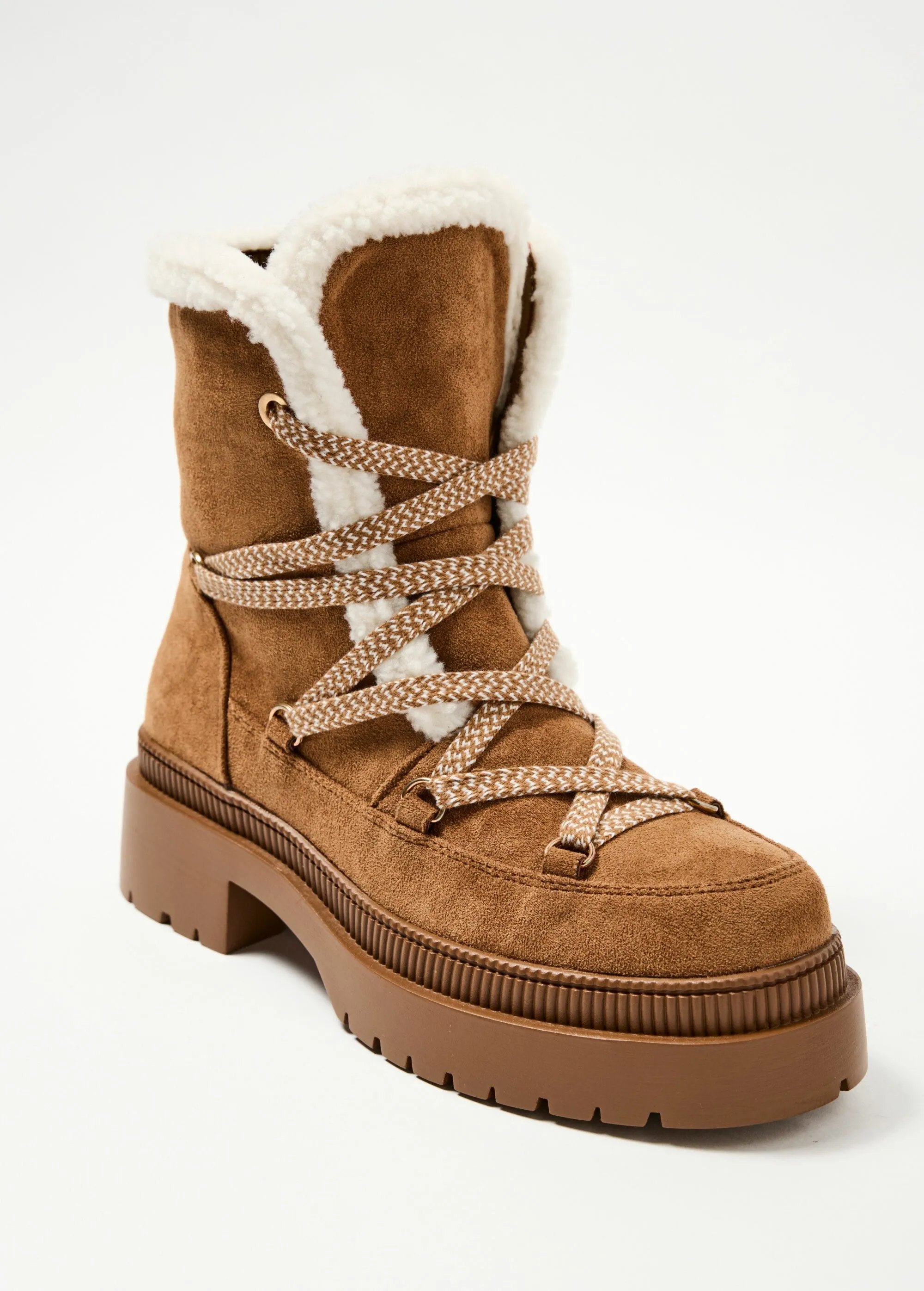 Lace-up fur-lined boots with thick sole