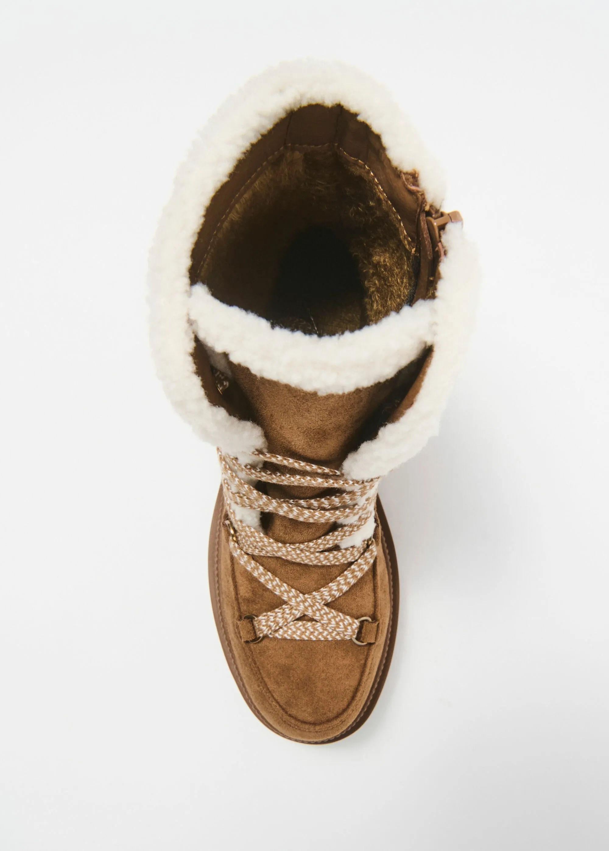 Lace-up fur-lined boots with thick sole