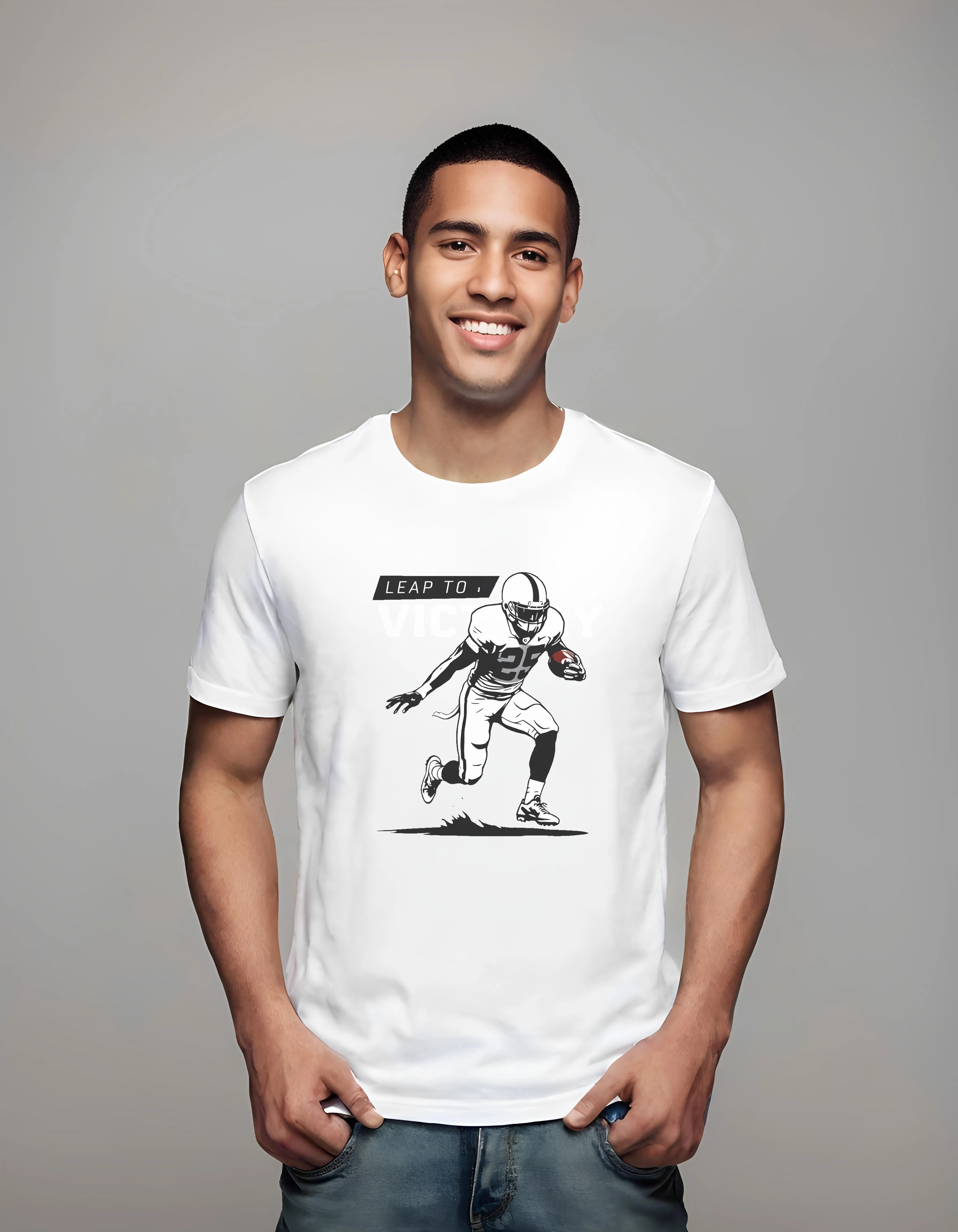 Leap to Victory Football Player Design | Classic T-Shirt (Unisex)