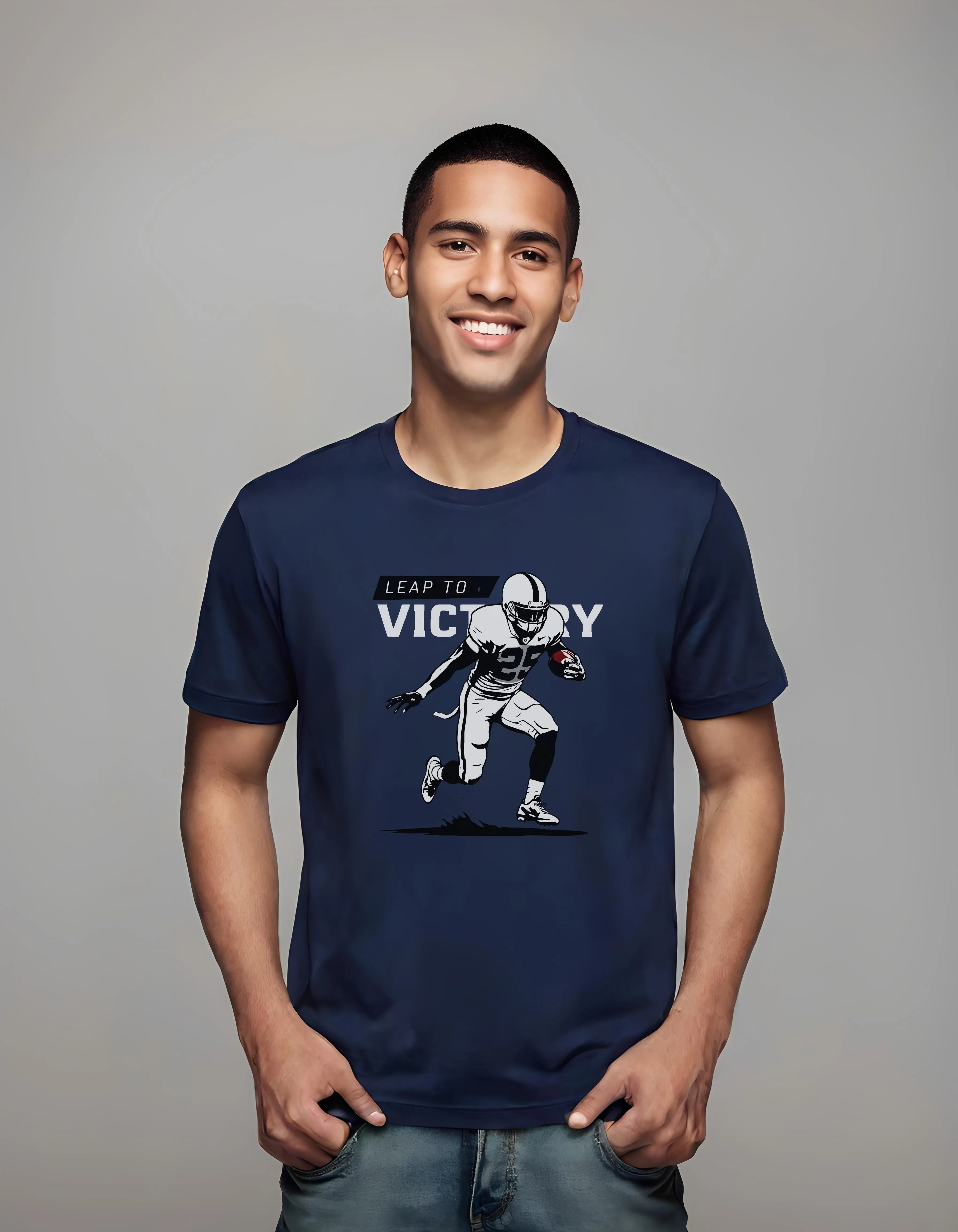Leap to Victory Football Player Design | Classic T-Shirt (Unisex)