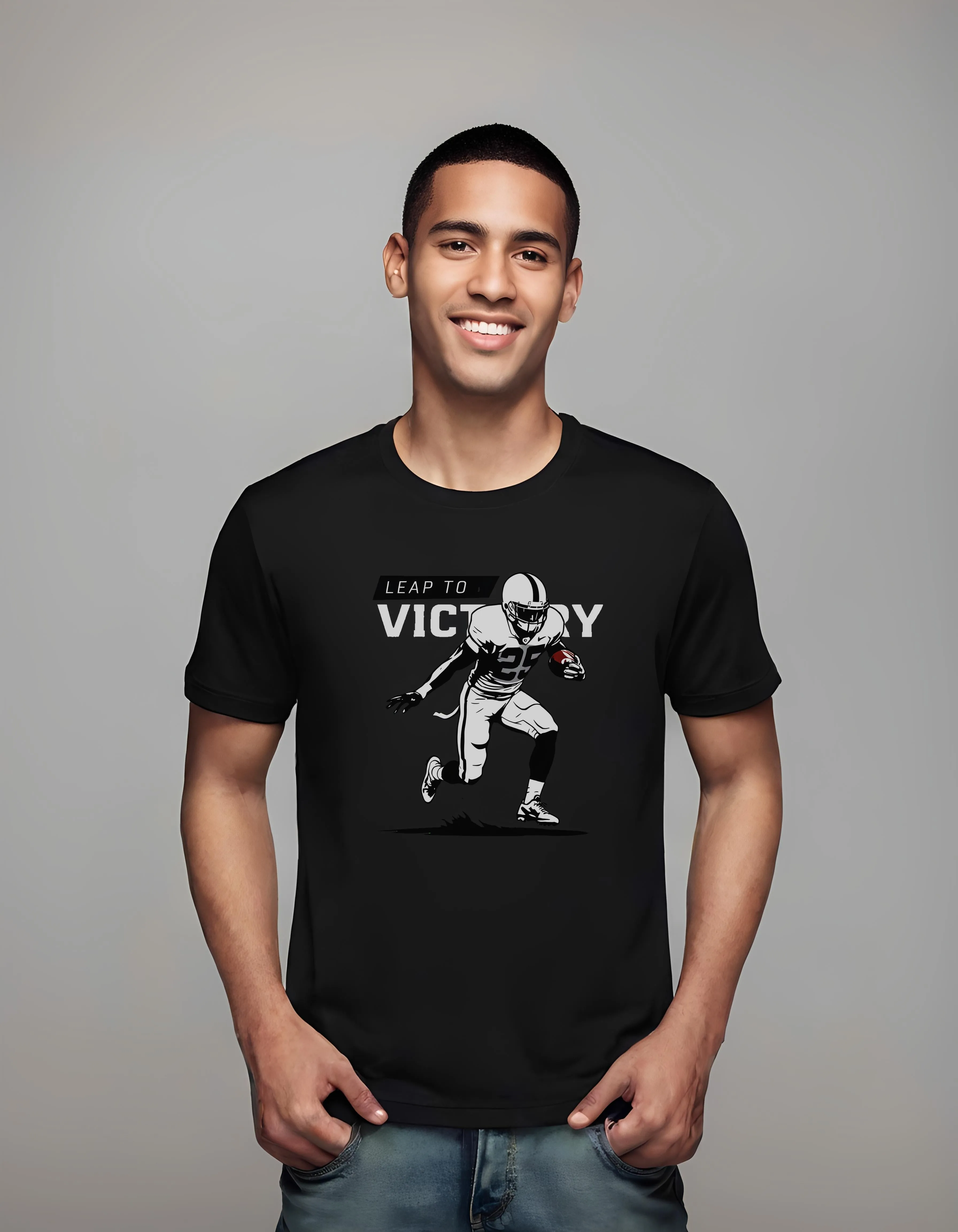 Leap to Victory Football Player Design | Classic T-Shirt (Unisex)
