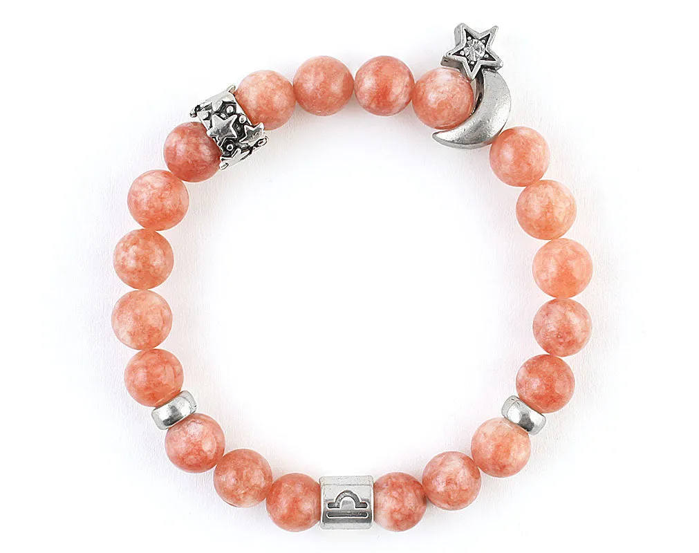 Libra zodiac bracelet with sunstone beads