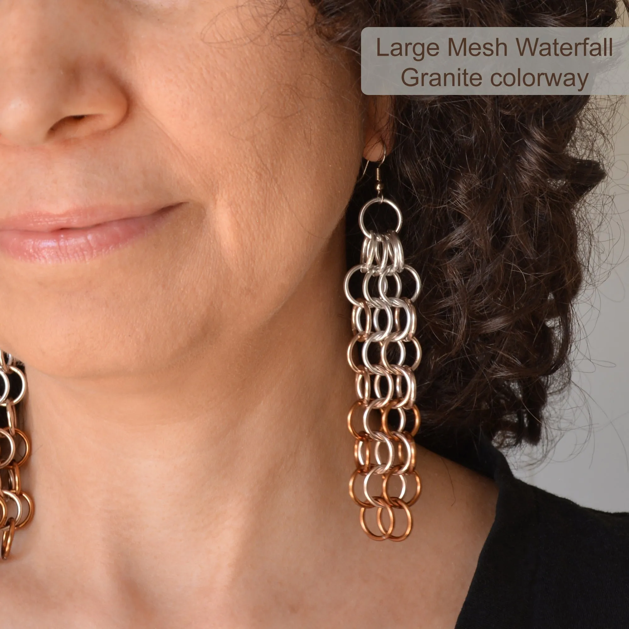 Long Mesh Earrings - Peacock
