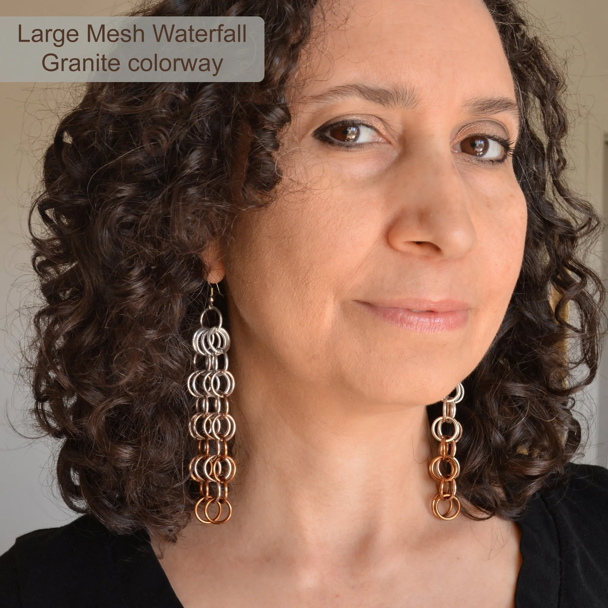 Long Mesh Earrings - Peacock