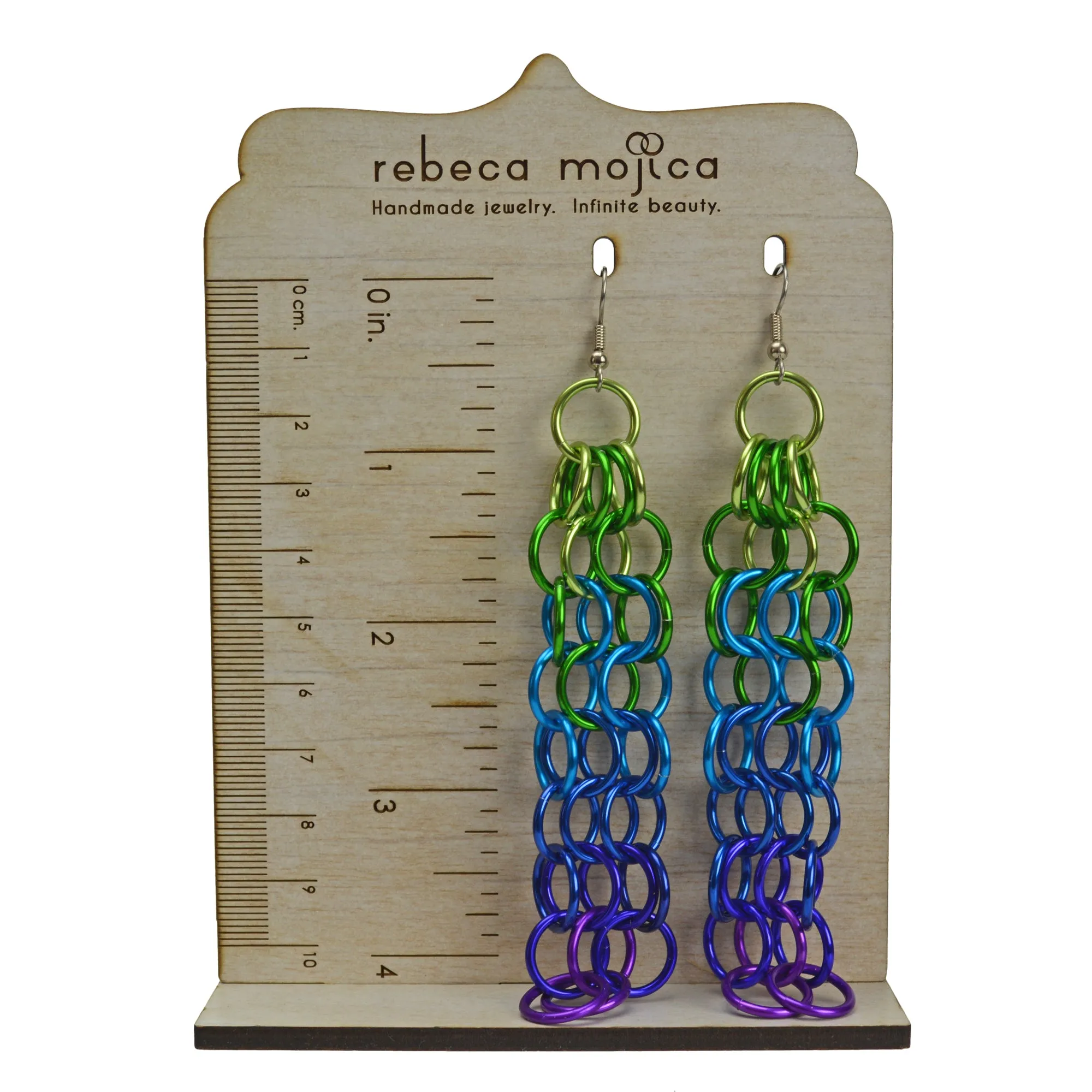 Long Mesh Earrings - Peacock