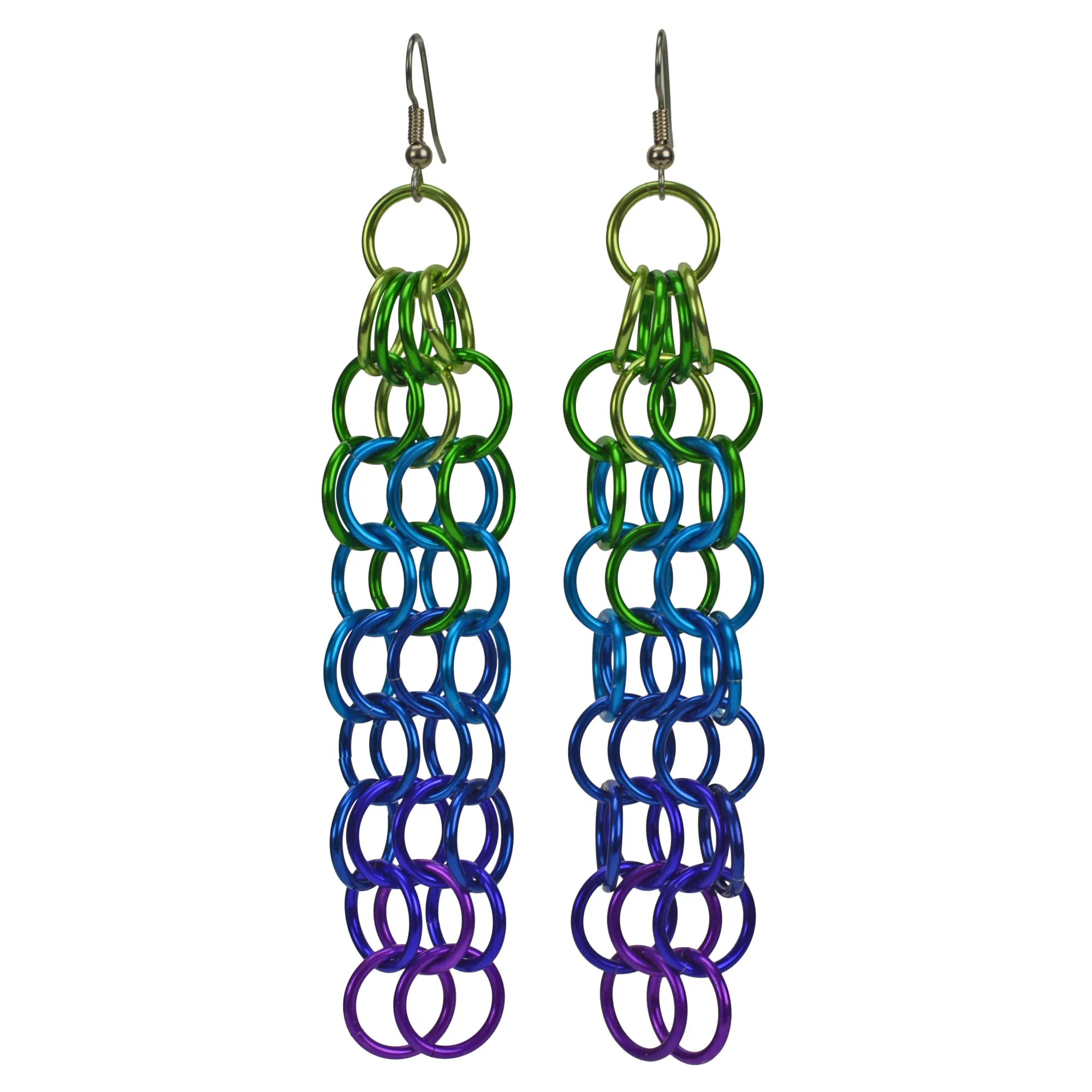 Long Mesh Earrings - Peacock