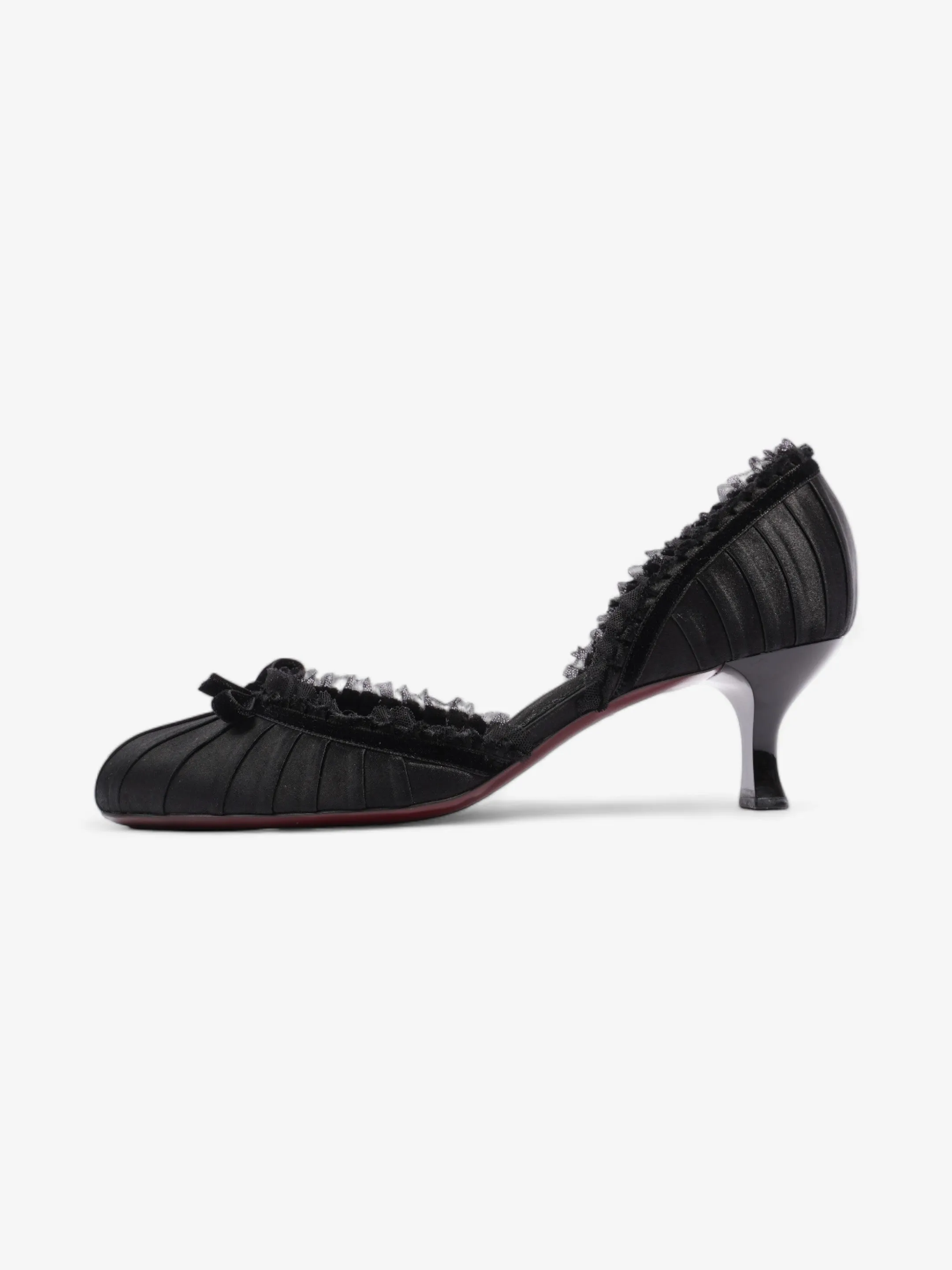 Louis Vuitton Ballet Pumps Heels 60mm Black Satin EU 38.5 UK 5.5