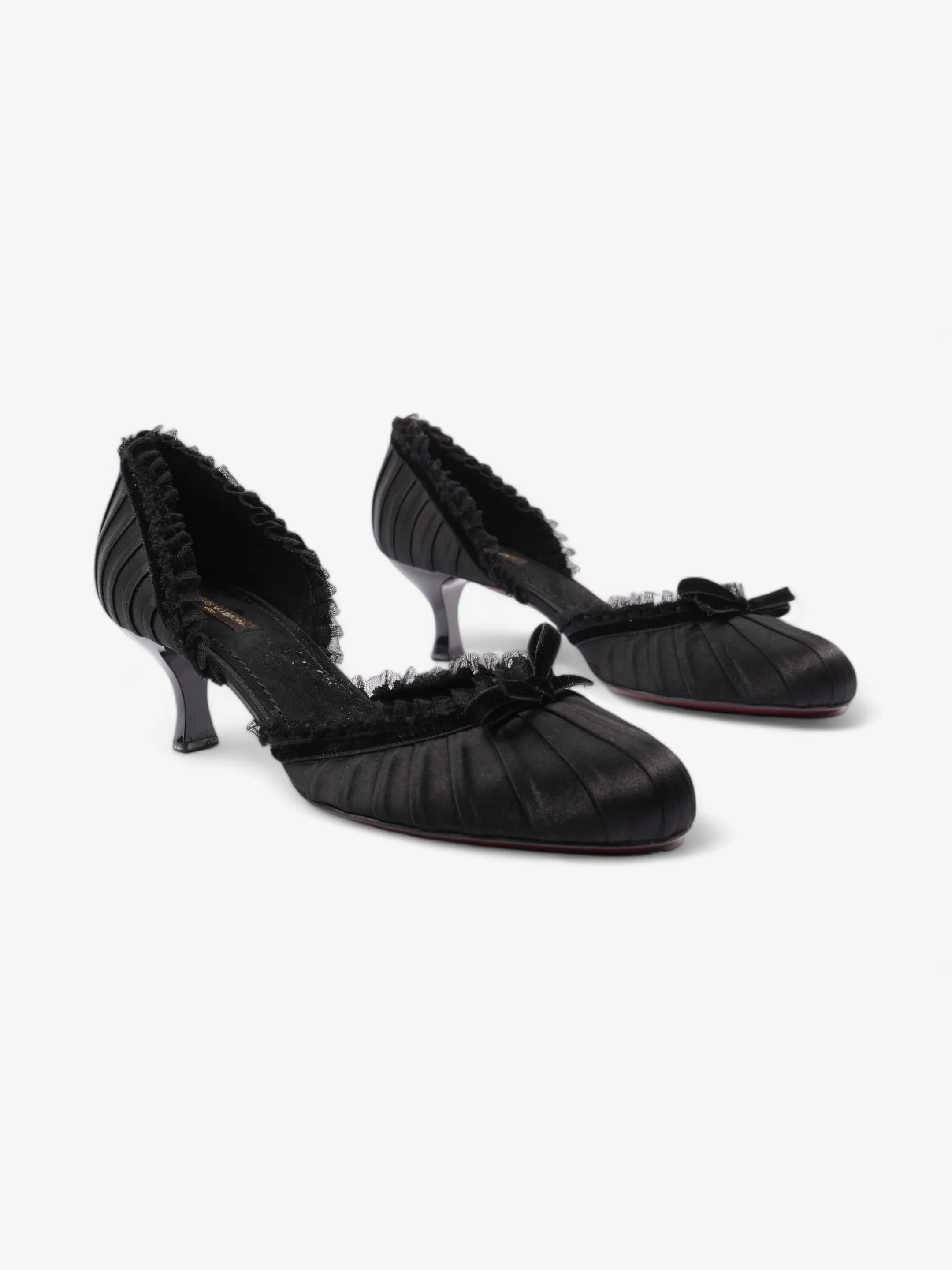 Louis Vuitton Ballet Pumps Heels 60mm Black Satin EU 38.5 UK 5.5
