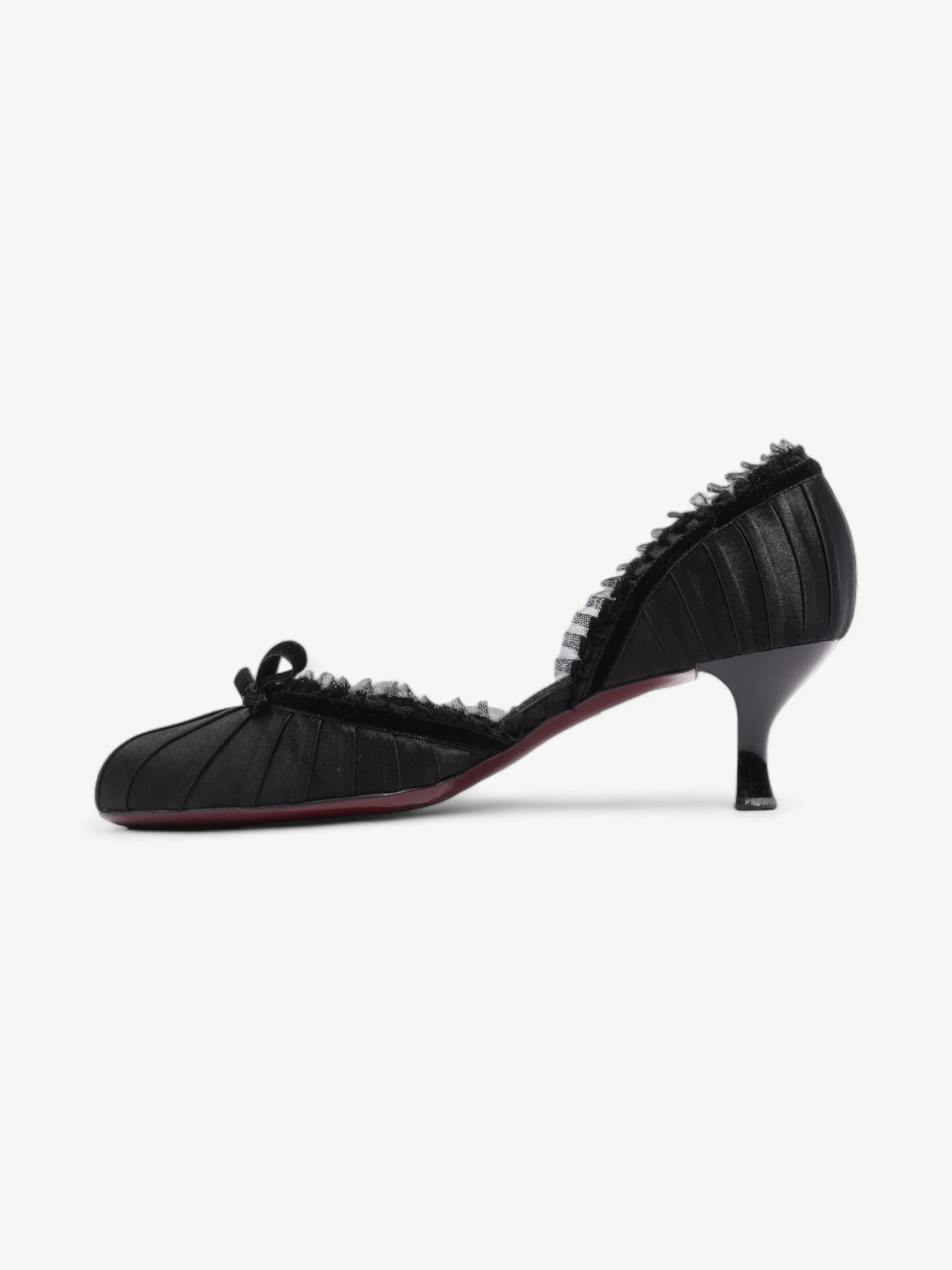 Louis Vuitton Ballet Pumps Heels 60mm Black Satin EU 38.5 UK 5.5