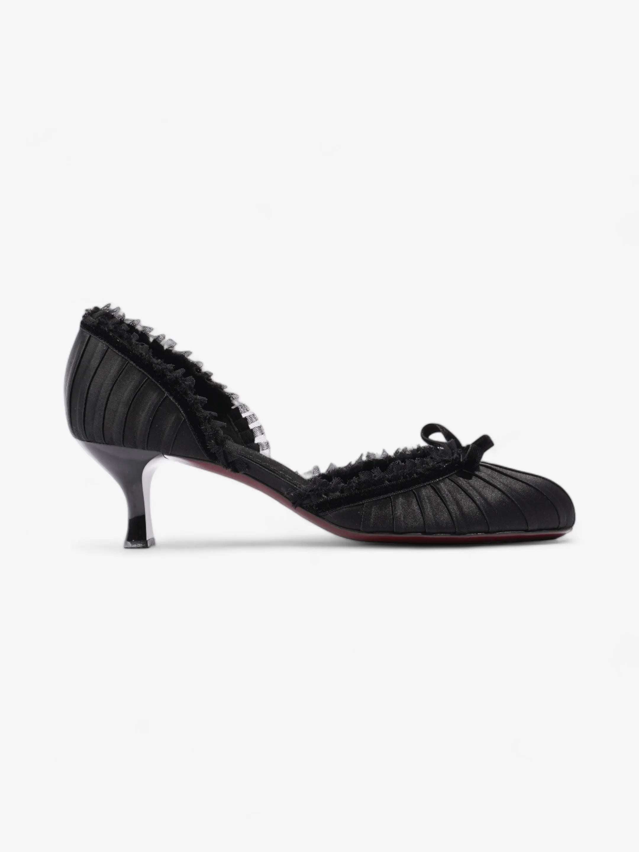 Louis Vuitton Ballet Pumps Heels 60mm Black Satin EU 38.5 UK 5.5