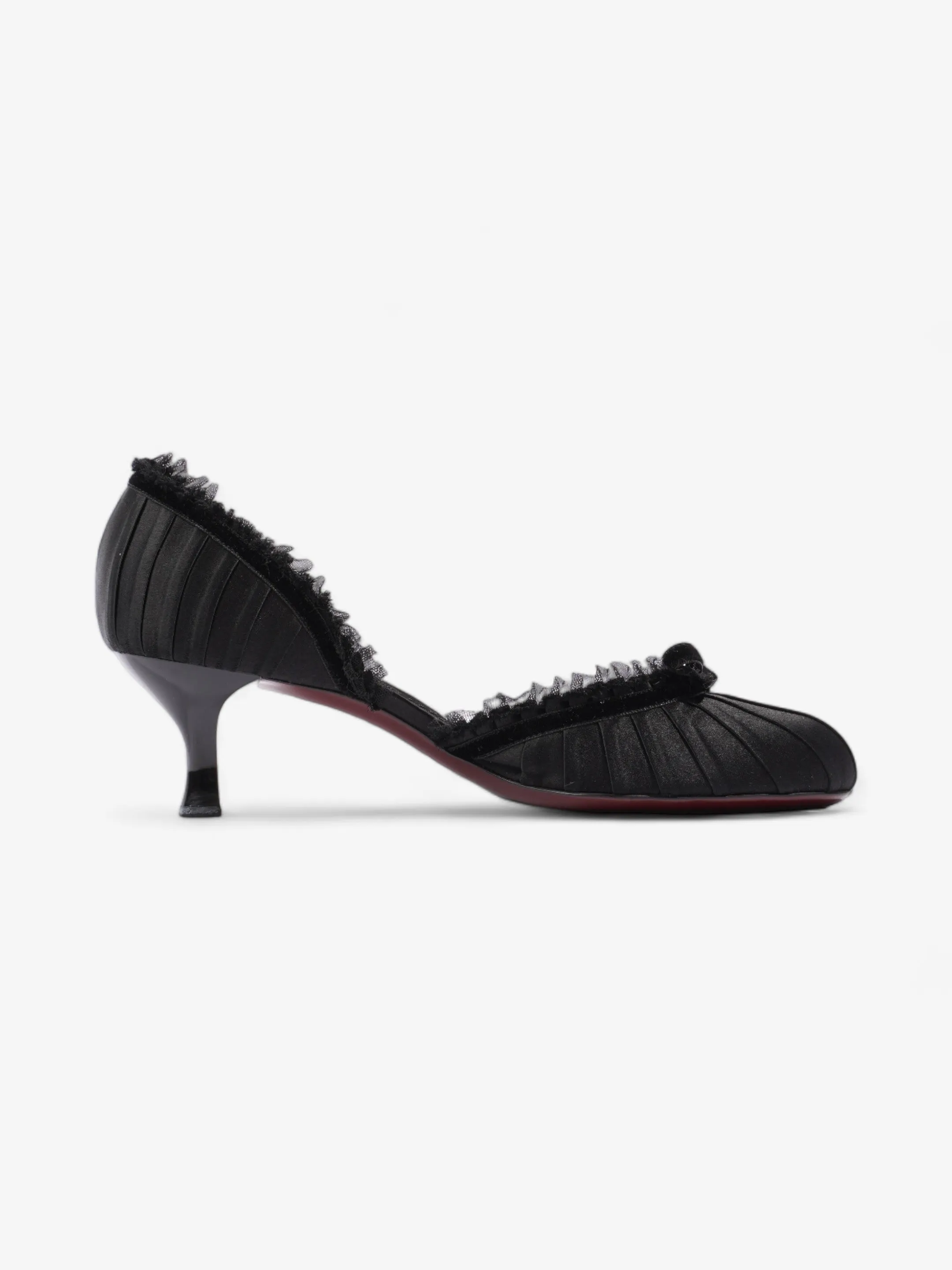 Louis Vuitton Ballet Pumps Heels 60mm Black Satin EU 38.5 UK 5.5
