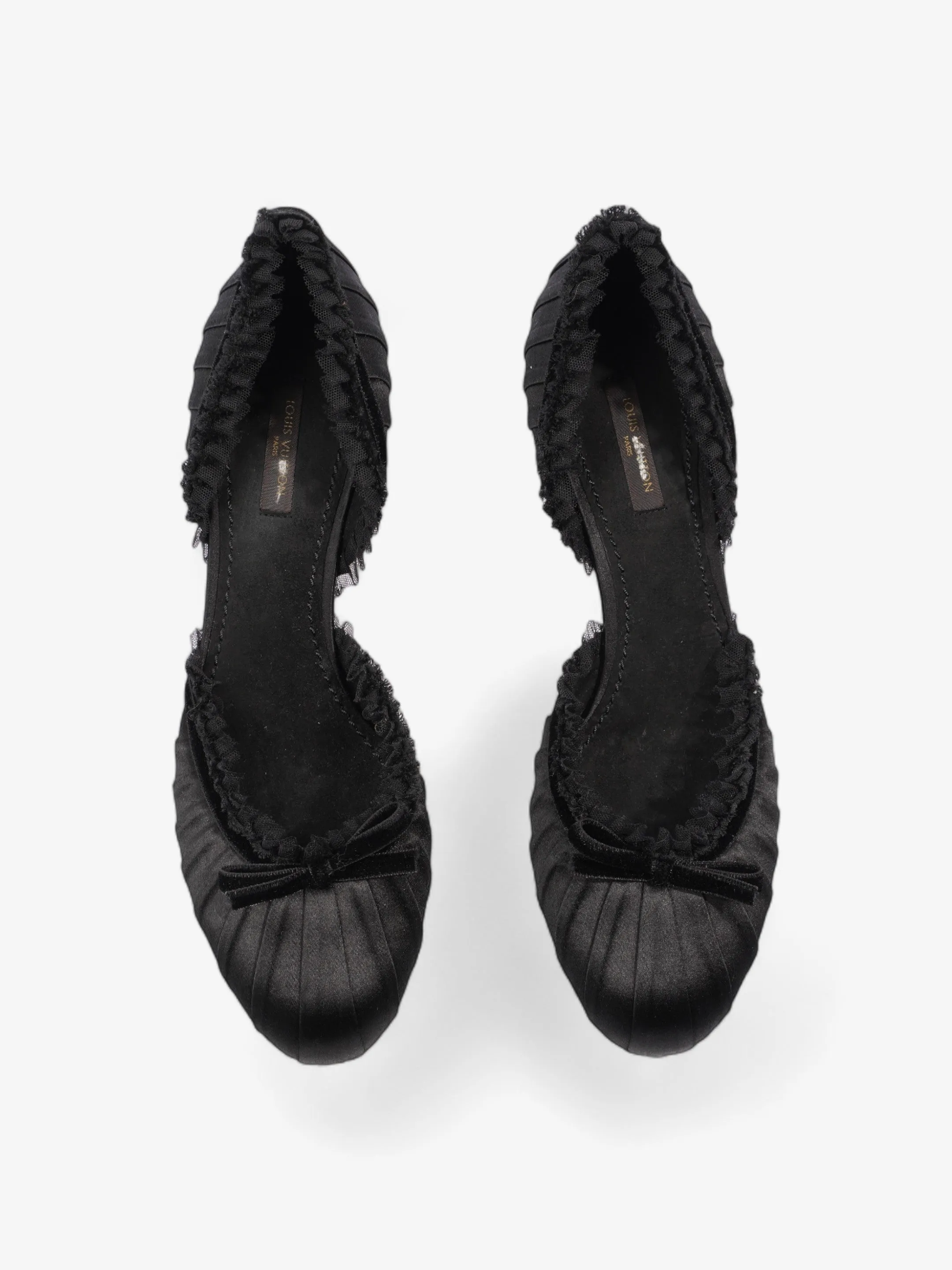 Louis Vuitton Ballet Pumps Heels 60mm Black Satin EU 38.5 UK 5.5