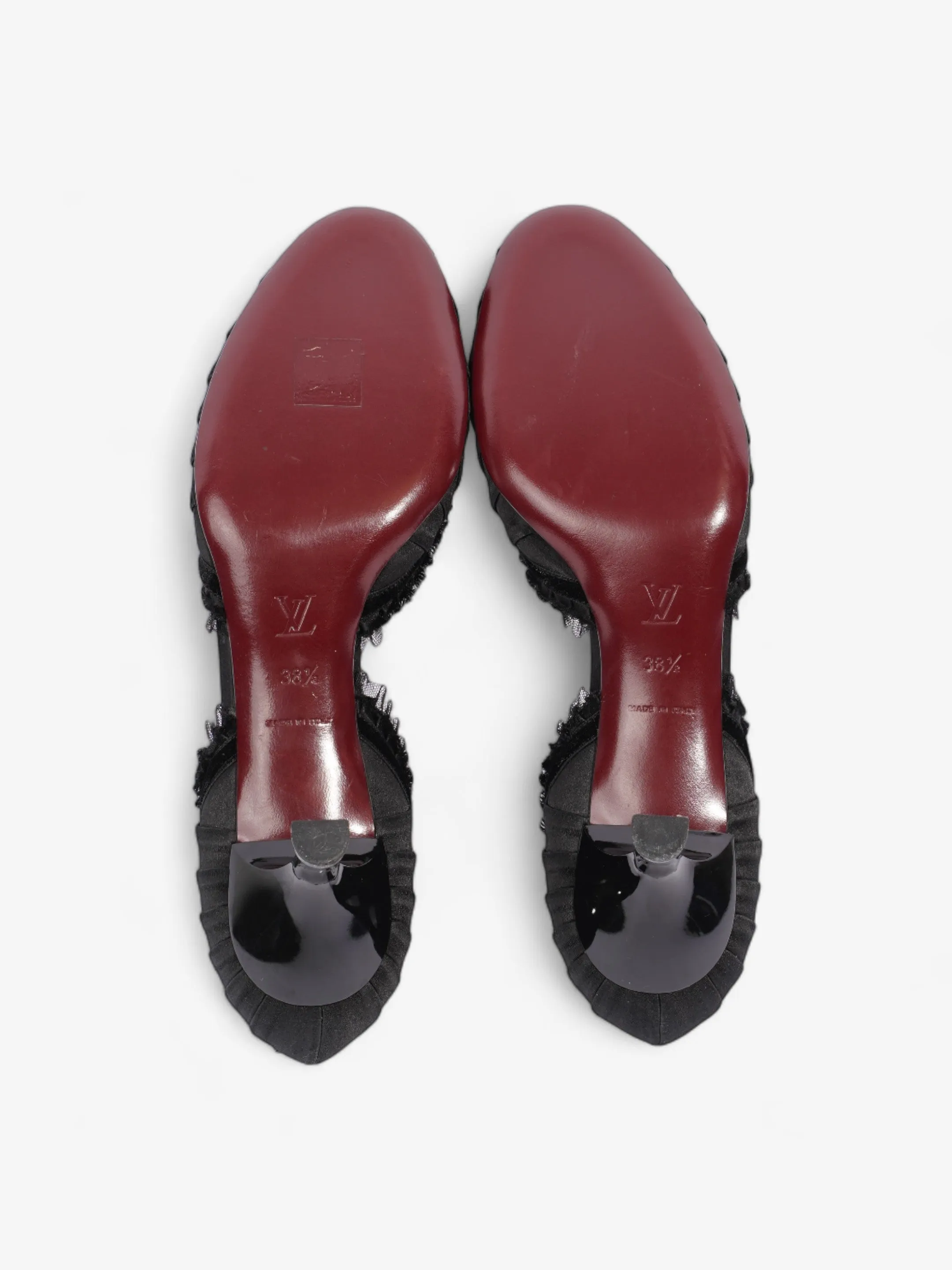 Louis Vuitton Ballet Pumps Heels 60mm Black Satin EU 38.5 UK 5.5
