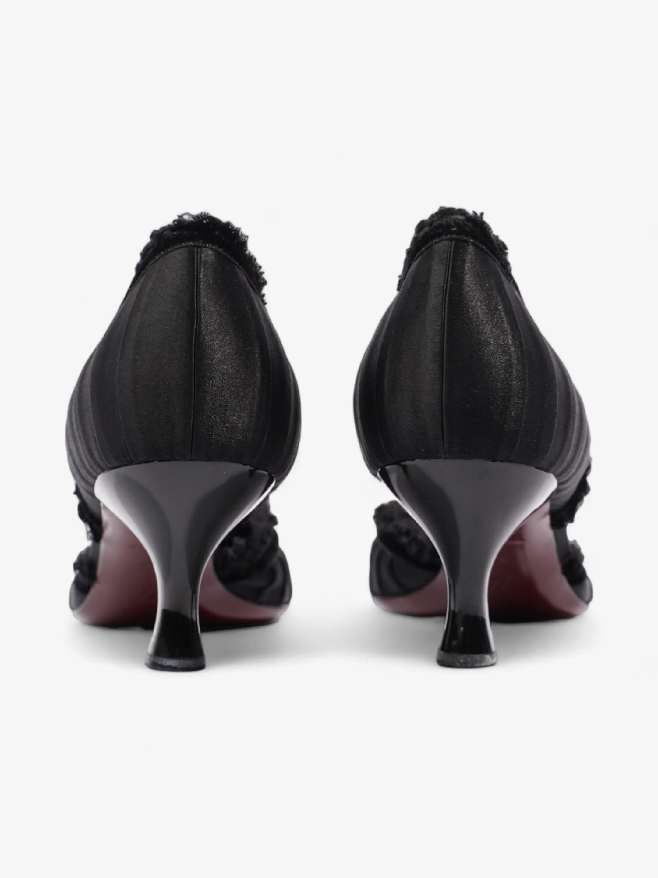 Louis Vuitton Ballet Pumps Heels 60mm Black Satin EU 38.5 UK 5.5