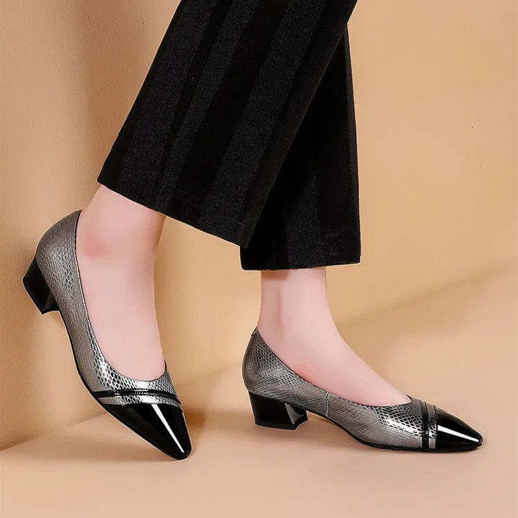 Low-Heel Pointed Toe All-Match Pumps