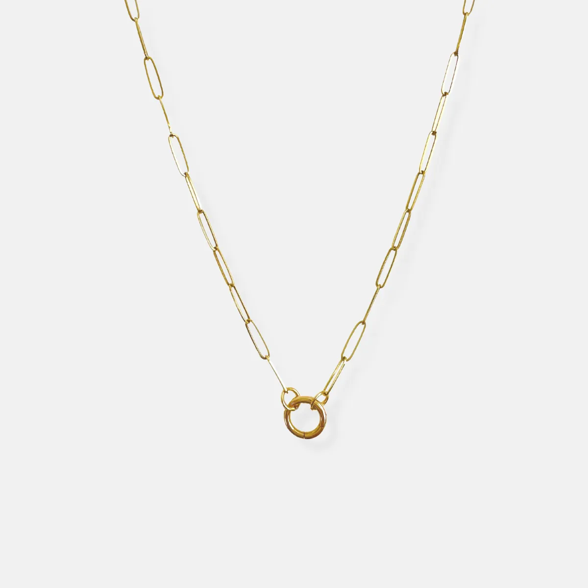 Medium Weight Paperclip Chain Necklace with Charm Holder
