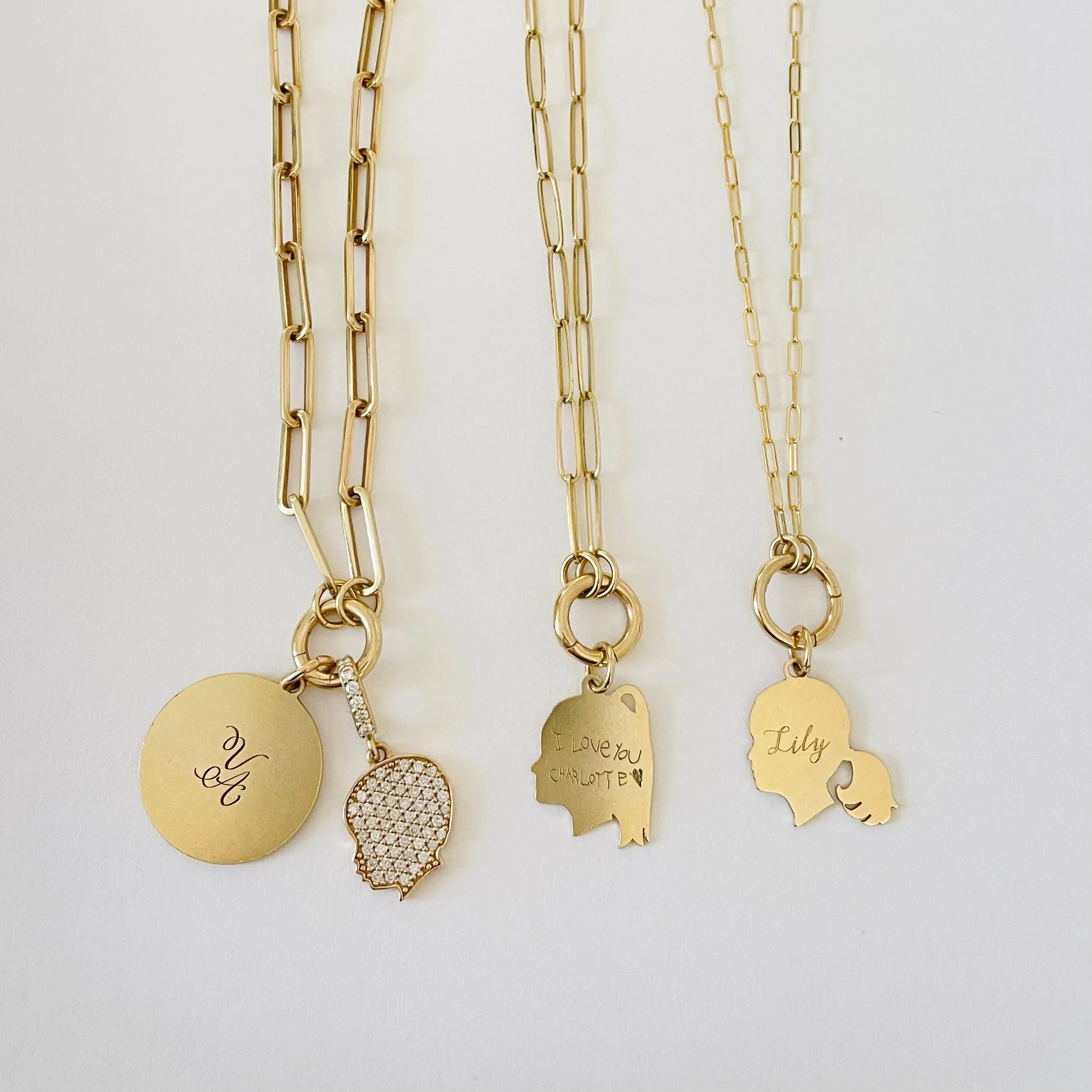 Medium Weight Paperclip Chain Necklace with Charm Holder